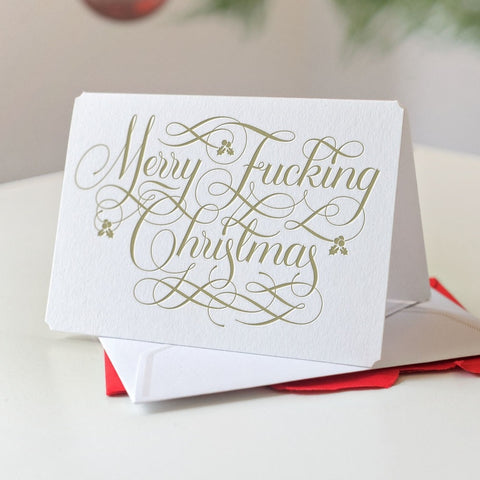 Merry Fucking Christmas Card - Gold
